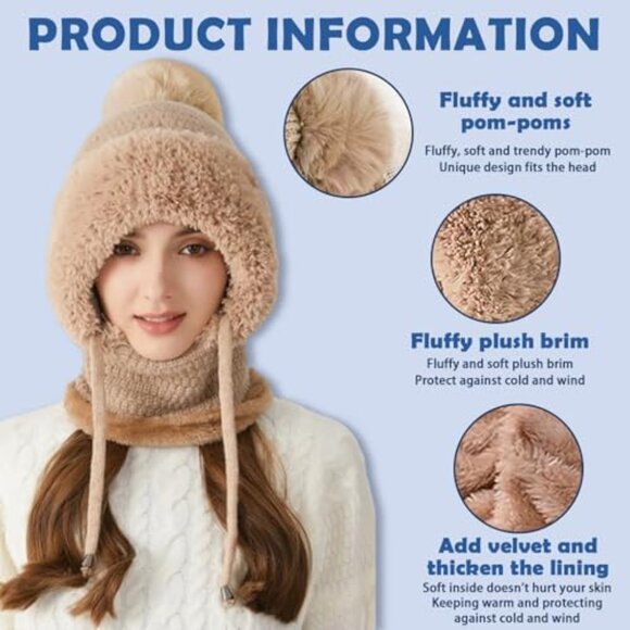 3-in-1 Winter Balaclava Beanie Face Mask Neck Gaiter Wind-Resistant Fleece Lined main image 8